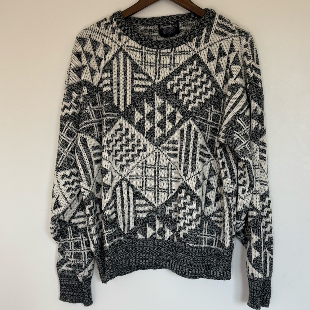 Medium Vintage Barnaby 90s Y2K Mr. Rodger’s Geometric Black and White Sweater